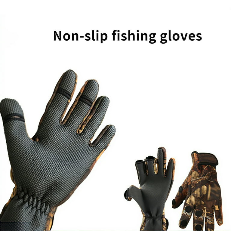 3 Cut Fishing Gloves Anti-Slip Fish Handling Gloves Adjustable Fishing  Mittens Neoprene Mitts for Ice Fly Fishing Running Shooting