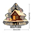 thumbnail image 3 of Metal Hanging Christmas Tree-Shaped Wind Decorations - Festive Garden Spinners with Cozy Winter House & Starry Night Design, 3 of 7