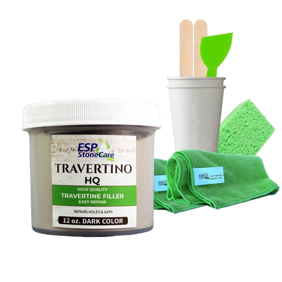 ESP Stone Care Travertino HQ Dark Repair Kit – Travertine Hole & Crack Filler with Tools