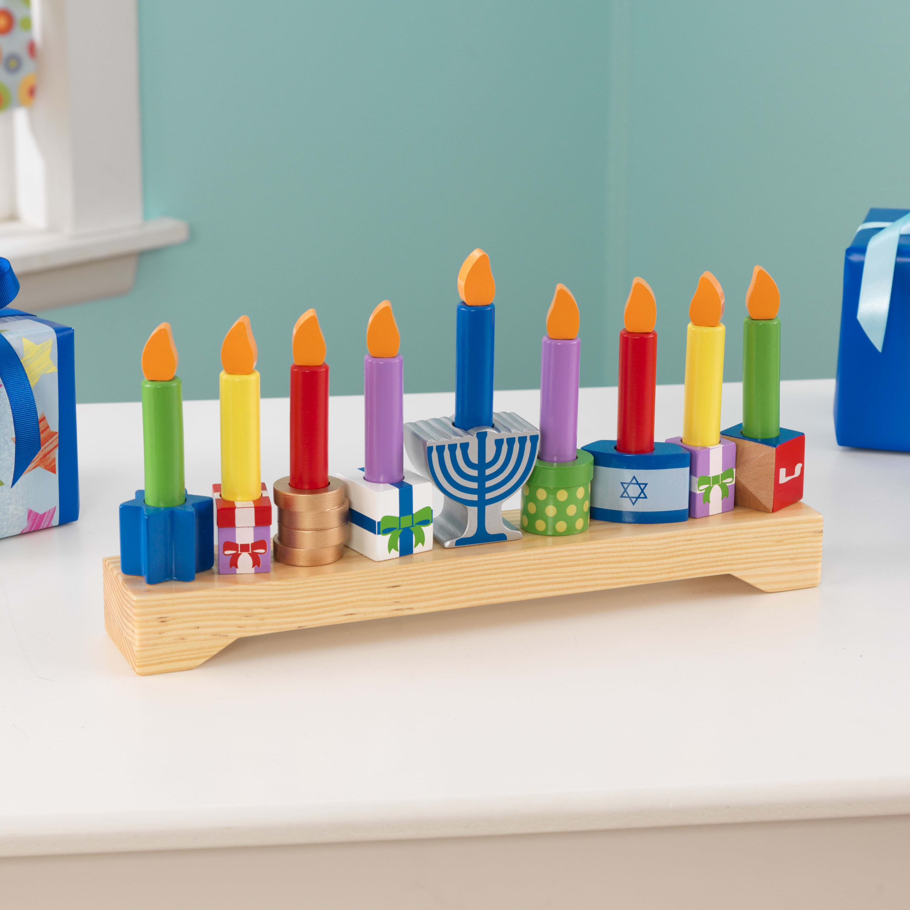 KidKraft Children's Wooden Menorah 10-Piece Set, Jewish Religious Hanukkah Play Toy - image 3 of 3