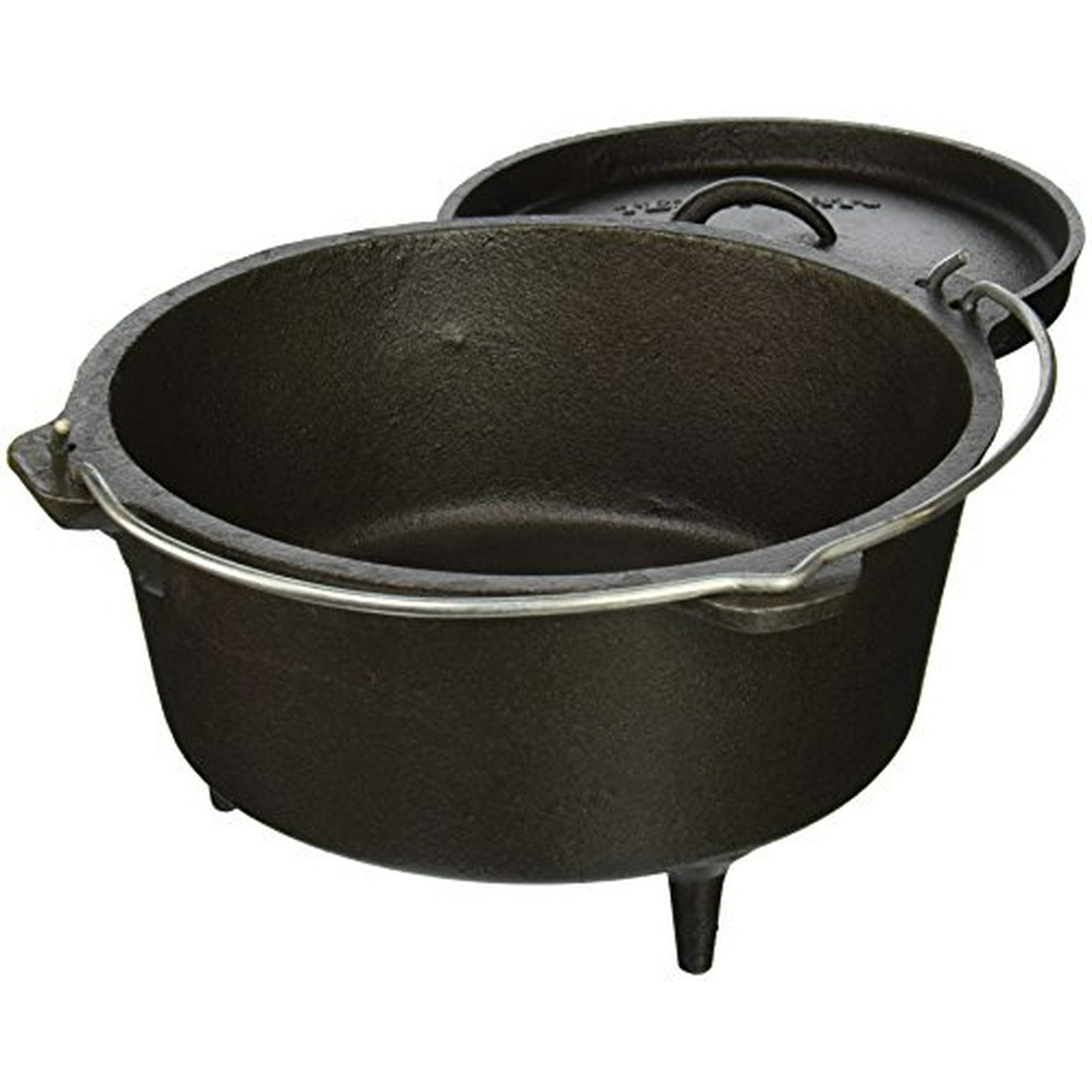 Texsport Cast Iron Dutch Oven with Legs, Lid, Dual Handles and