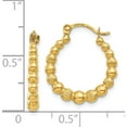 thumbnail image 4 of 14K Yellow Gold Beaded Hoop Earrings (18 X 16) Made In Indonesia tl757, 4 of 6