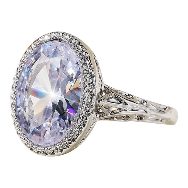 Regalo Piedra Mujeres Anillo Joyería Compromiso Blanco Anillos de boda