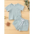 thumbnail image 2 of Franhais Newborn Infant Outfits Sets, Ribbed Knit Short Sleeve T-shirt + Short Pant Clothes Set, 2 of 9