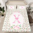 thumbnail image 2 of Castle Fairy Personalized Initial Letter X 3Pcs Twin Sheet Sets for Children Women Men,Floral Rose Bow-Tietwin Fitted Sheet,Monogrammed Alphabet Breathable Flat Sheet,Breathable Home Decor, 2 of 7