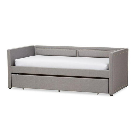 Bowery Hill Contemporary Twin Daybed in Gray Linen Fabric