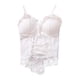 thumbnail image 2 of Camiseta de tirantes de encaje para mujer, lencería, lolita, faja, corsé, corpiño, espagueti delantero Blanco, 2 of 9