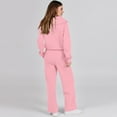 thumbnail image 4 of Mohiass Travel Lounge Sets for Women 2 Piece Long Sleeve Sweatsuits Half Zip Sweatshirts with Baggy Joggers Sweatpants Pink S, 4 of 6
