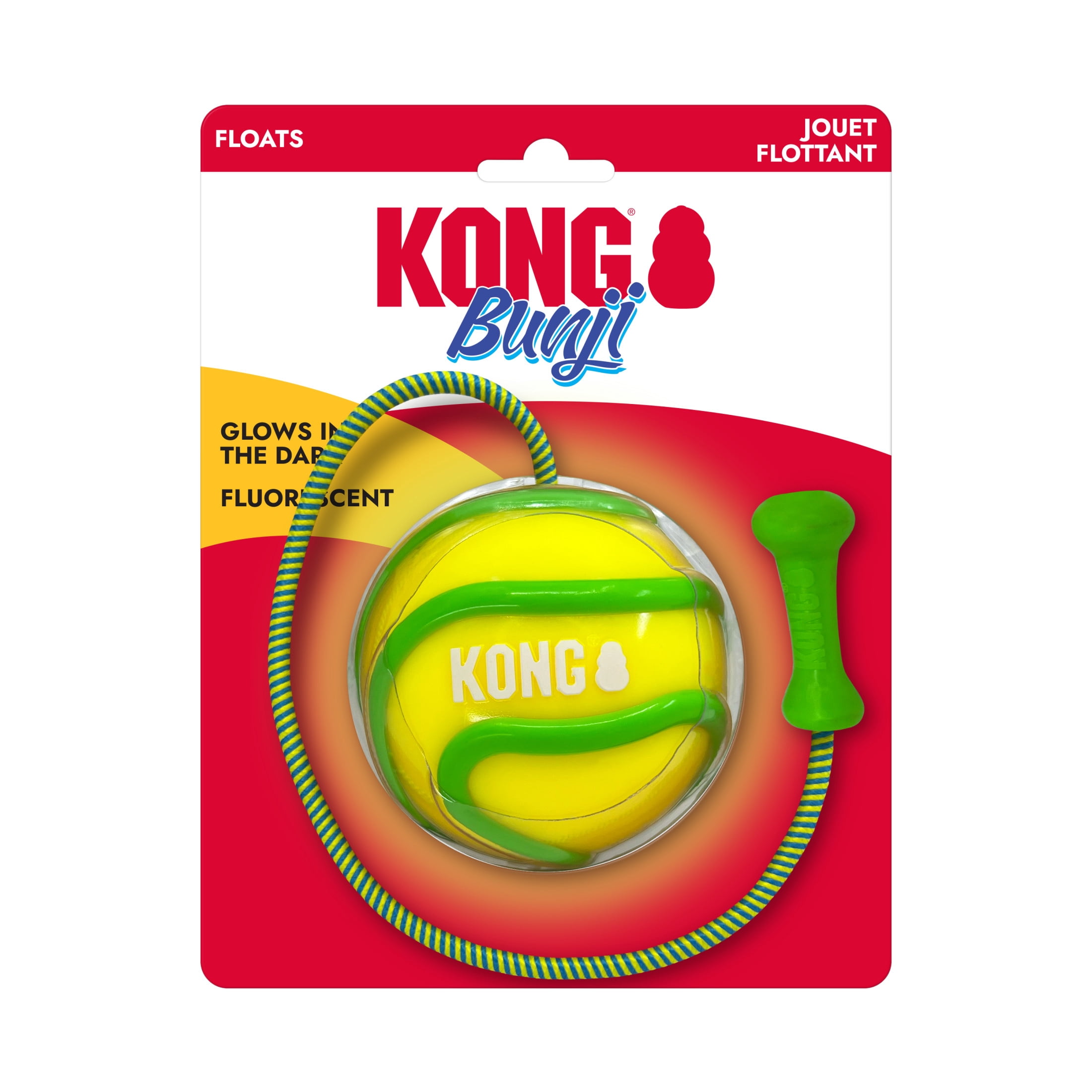 KONG® Bunji High-Viz Ball Dog Toy, Large, Yellow