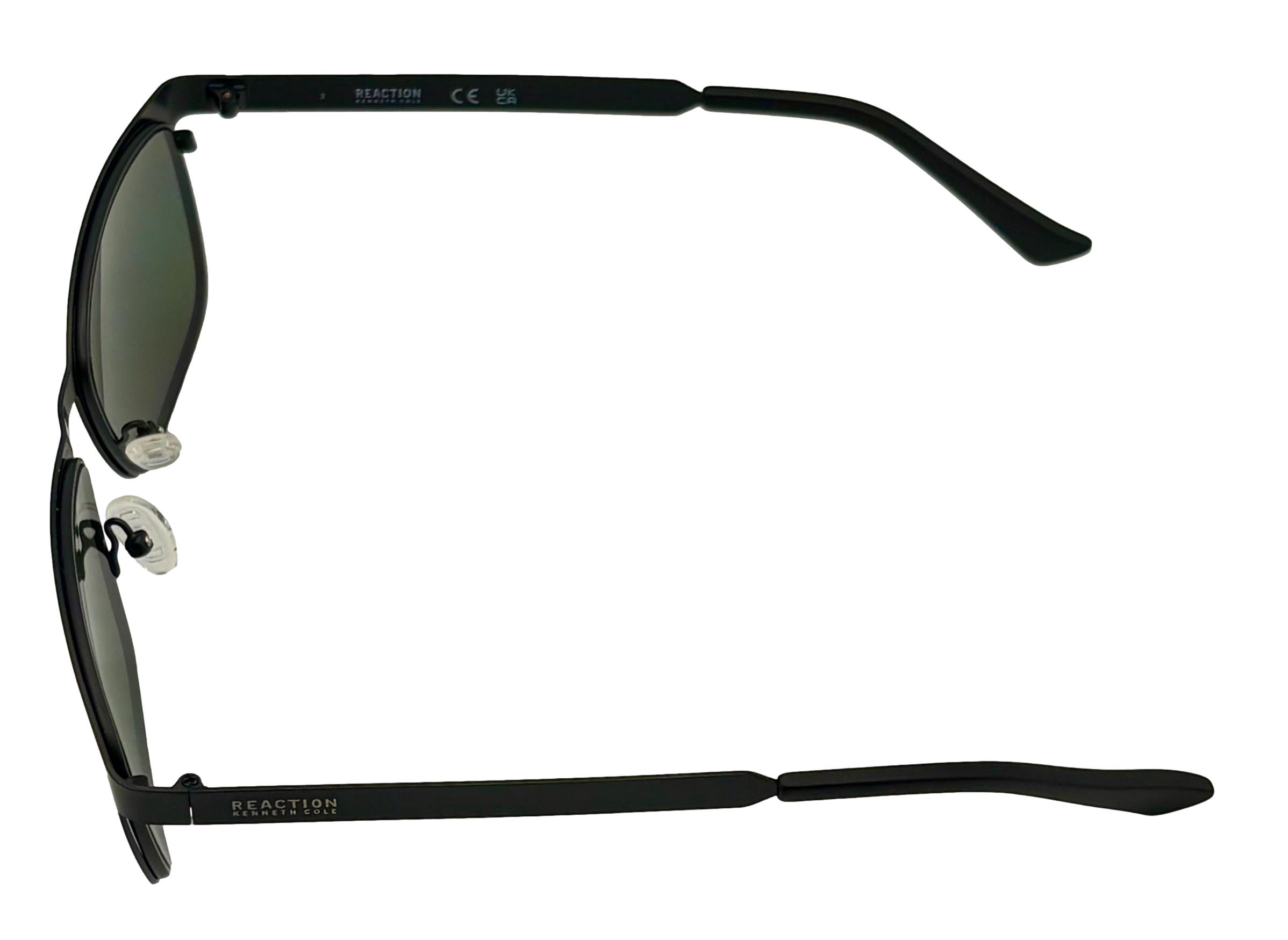 Kenneth Cole Reaction Mens Sunglass Matte Black Metal Rectangle, KC1329. 2N