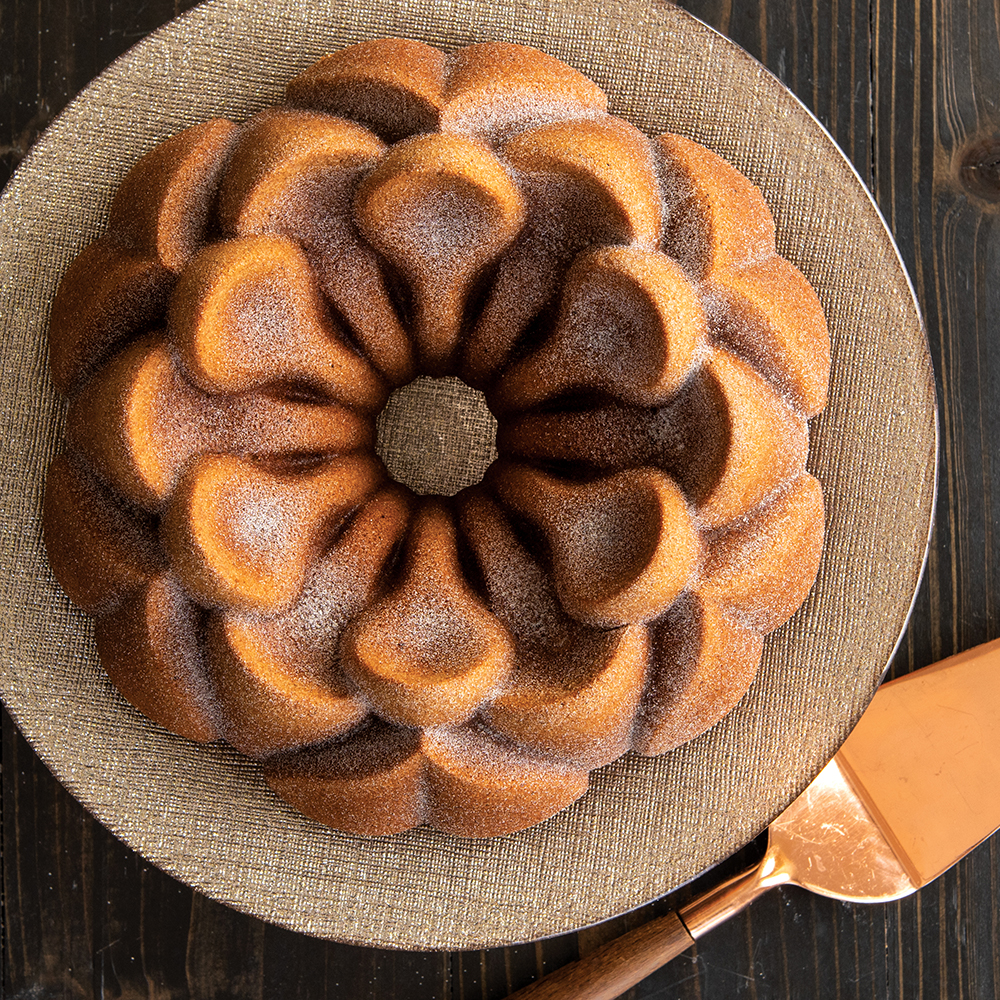 Nordic Ware Magnolia Bundt Pan, Cast Aluminum, Nonstick Toffee, 9.9 x 9.9  x 3.8 