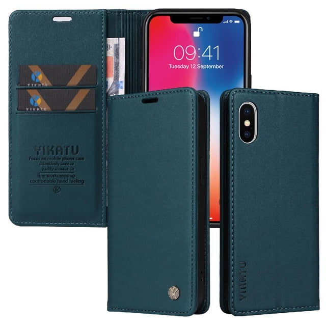 Funda para iPhone XS MAX Estuche de Cuero PU Tipo Cartera con Ranuras para Tarjetas y Cierre Magnético