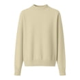 thumbnail image 7 of Women's Mock Neck Sweater, Solid Color Long Sleeve Pullover, Loose Fit Casual Basic Top, Fall Winter Everyday Knit Sweater, Simple Crewneck Pullover Beige L, 7 of 7