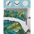 thumbnail image 4 of Summer Tropical Leaves Twin Size Down Alternative Comforter, Lightweight Comforter Quilt Bedding Set with Pillow Shams Blue Green Botanical Leaf Plants All Seasons Bed Comforter Duvet Insert 68"x86", 4 of 7