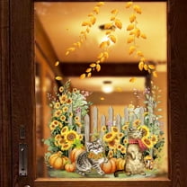 Leaf Sunflower Wall Sticker Self-Adhesive PVC Wall Decal Bright & Long-Lasting Living Room & Bedroom Decor Easy to Apply & 1-Piece Set