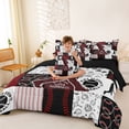 thumbnail image 3 of Erosebridal Sport Baseball Plaid Twin Bedding Sets 7-Piece for Kids Boys,Ball Gamer Bedding Comforter Set for Teens,Black Reversible,Ultra Soft Home Decor, 3 of 6