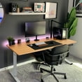 thumbnail image 2 of Homall 55" × 24" Electric Height Adjustable Standing Desk Home Office Computer Desk Memory Preset with T-Shaped Metal Bracket, White&Wood, 2 of 7