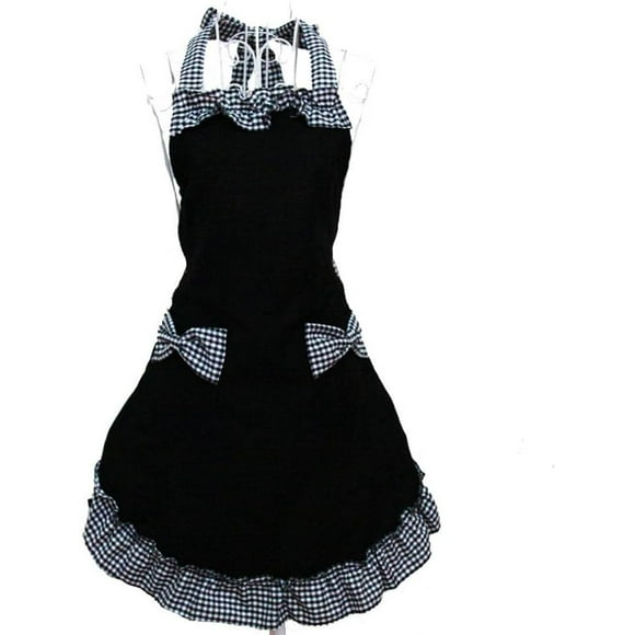 Apron Kitchen Baking Aprons Vintage Ladies Aprons Pinafore Frilly Black Sexy Cute Personalized Womens Aprons for Cooking With 2 Pockets for Women