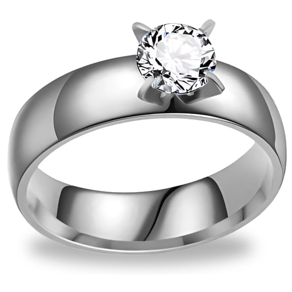 6mm Gold Stainless Steel Women Engagement Ring Ginger Lyne Collection