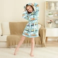 thumbnail image 3 of FORMRS Niños Bathrobe Unisex Hooded Robe Soft Plush Pajamas Sleepwear, Size 4-6T, Cartoon Train Pattern, 3 of 7