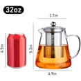 thumbnail image 2 of Glass Teapot Stovetop 32 OZ, Borosilicate Clear Tea Kettle with Removable 18/8 Stainless Steel Infuser, Teapot Blooming and Loose Leaf Tea Maker Tea Brewer for Camping, Travel (950ML), 2 of 7