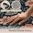 thumbnail image 6 of ODIKA 4'x6' Blue Coral Floral Midnight Blush Washable Area Rug Elegant Botanical Pattern with Vintage Charm Non-Slip, Chair-Friendly, Flatwoven for Home Office, Under Desk, 6 of 7