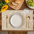 thumbnail image 4 of Beige Floral Placemats Set of 8, Vintage Spring Botanical Flowers Placemats for Dining Table, Place Mats for Kitchen Tabletop, Waterproof Wipeable Dining Table Mats Set, 4 of 9