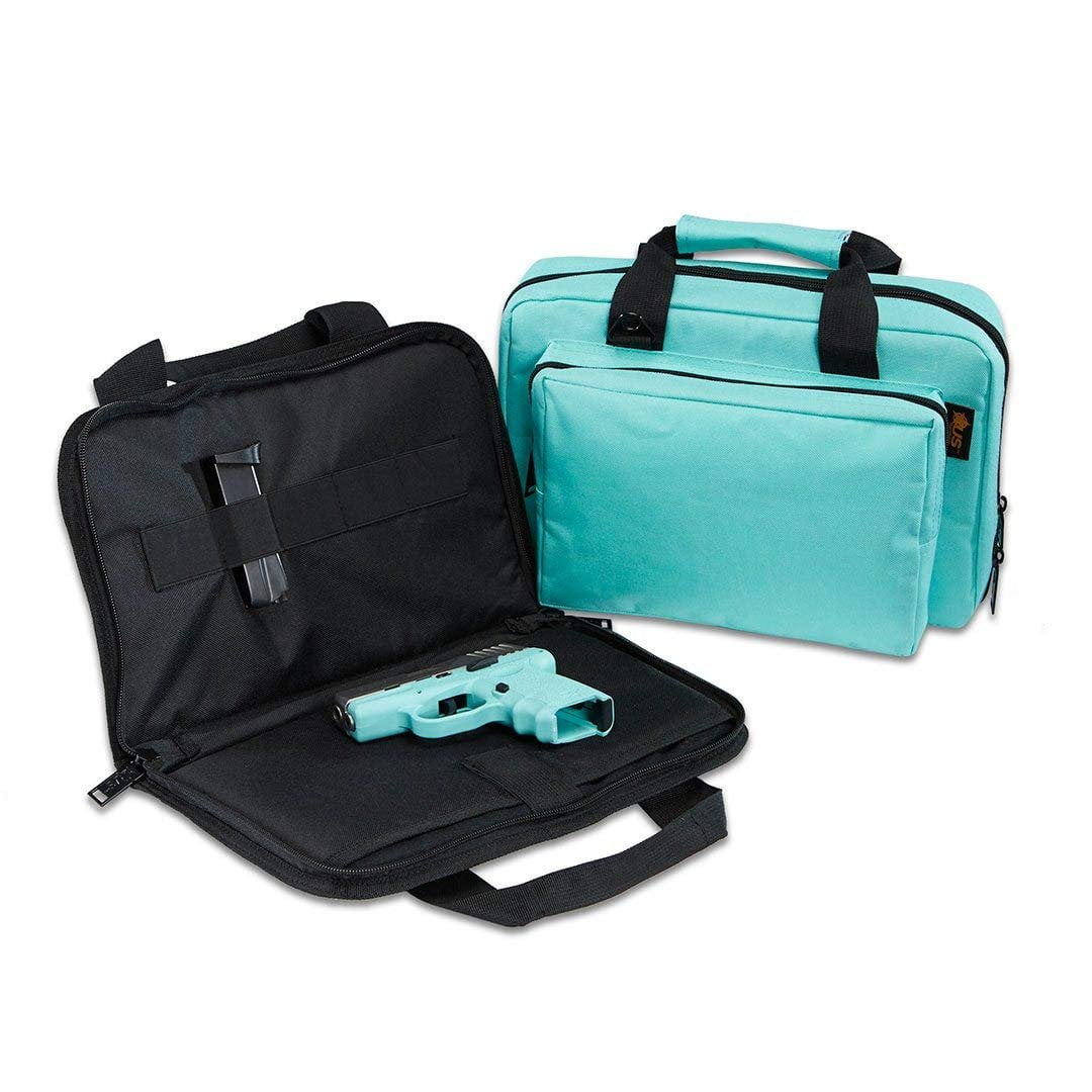 US PeaceKeeper Mini Range Pistol Case Robin's Egg Blue 12.75" P21102 600 Denier Polyester
