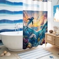 thumbnail image 5 of No Hook Shower Curtain, Blue Coastal Shower Curtains for Bathroom with See Through Top Window, Dolphin Summer Beach Nautical Ocean Waterproof & Washable Bath Curtain Stand Up Stall 36"x72", 5 of 9