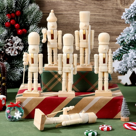 12pcs Unfinished Nutcracker Ornaments Kids Diy Nutcracker Wooden Nutcracker