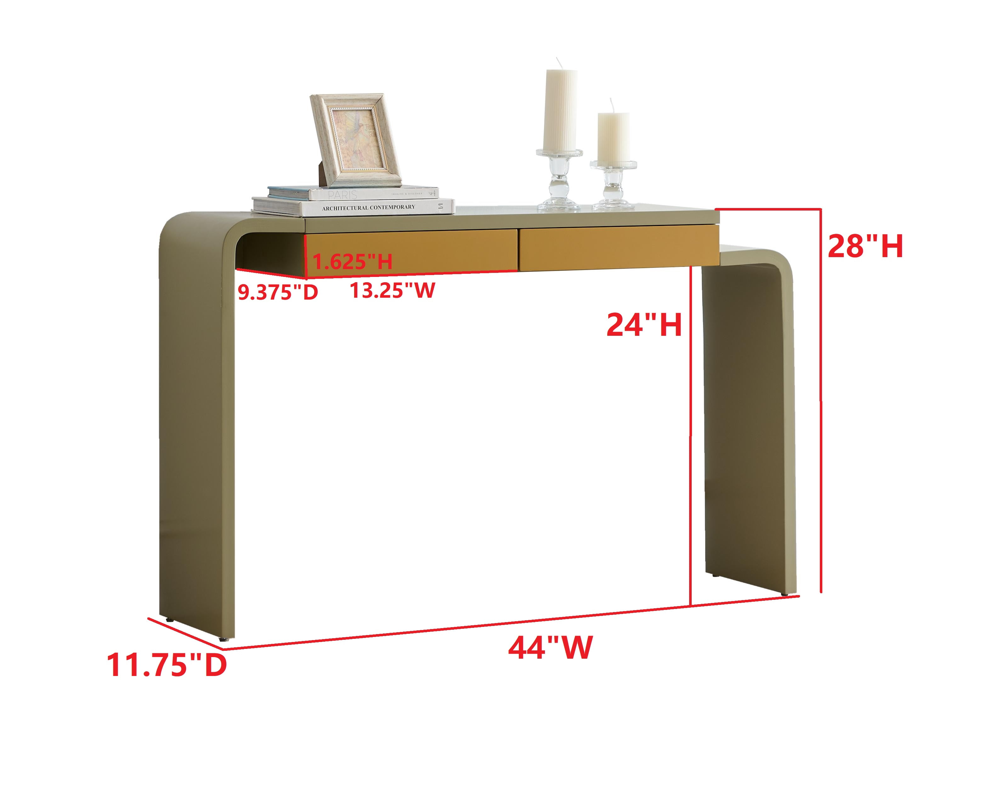 Kings Brand Furniture Yuma Wooden Console Table - Contemporary Thin Sofa Table, Side Table, Entryway Table with 2 Drawers Perfect for Hallway, Living Room, Foyer (Lemon Pepper)