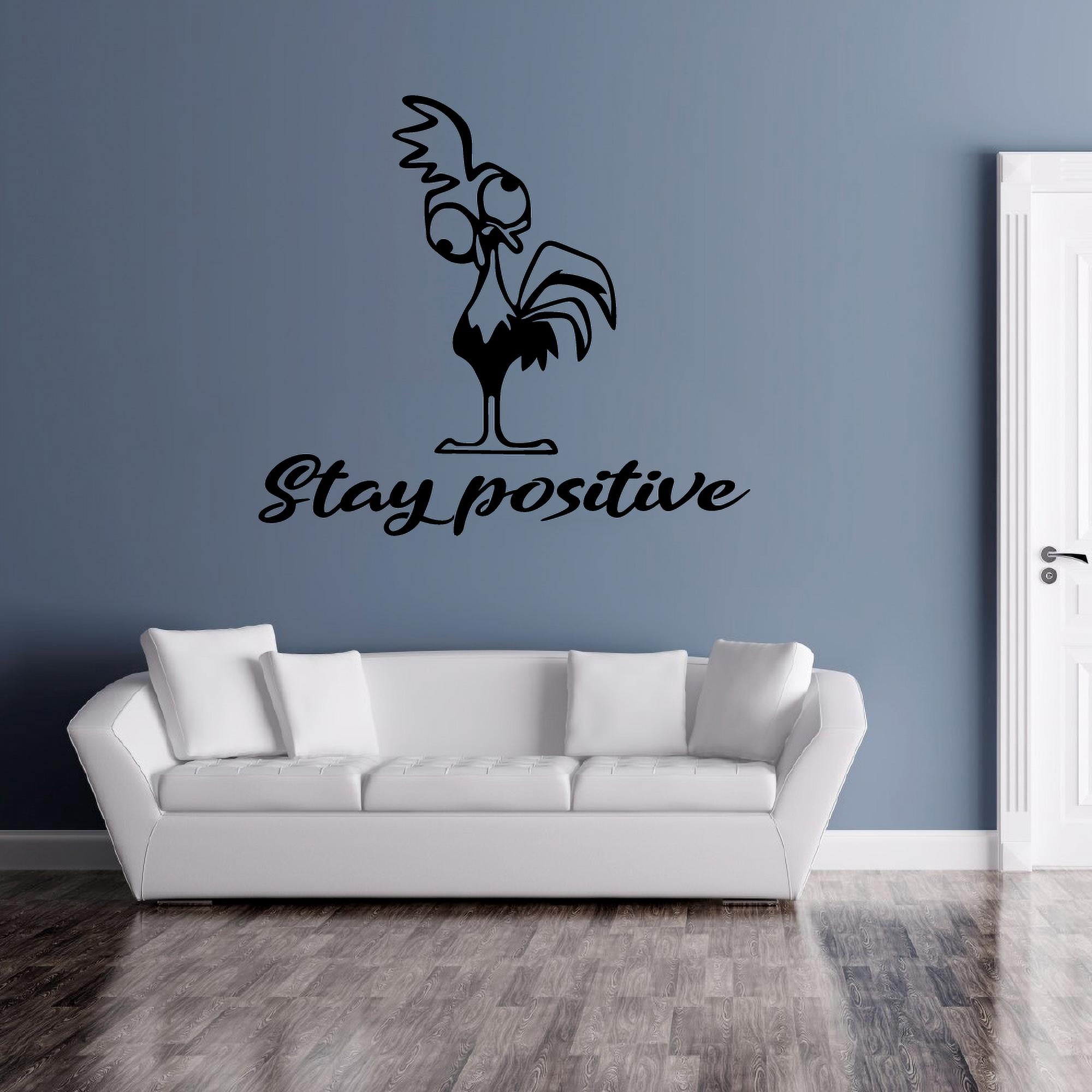 Stay Positive Cute Little Hei Hei Moana Disney Movie Character Silhouette Vinyl Wall Art Wall Sticker Wall Decal Home Kids Room Study Room Boys Girls Wall Décoration Design Wall Décor Size(22x30 inch)