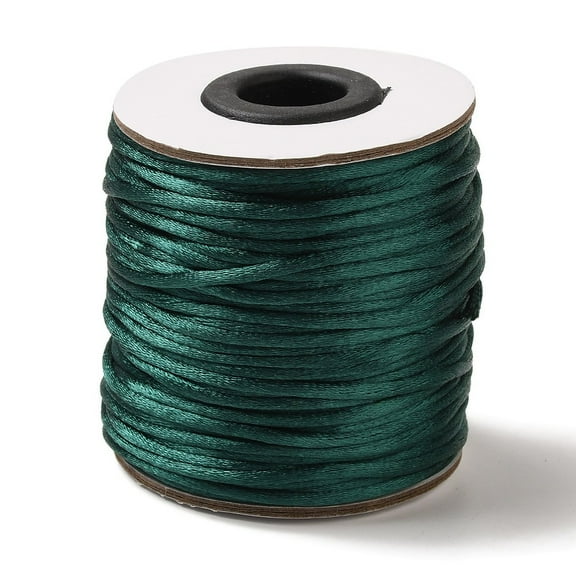 Nylon Rattail Satin Cord Beading String for Chinese Knotting Jewelry Making Teal 2mm about 50yards/roll(150 feet/roll)