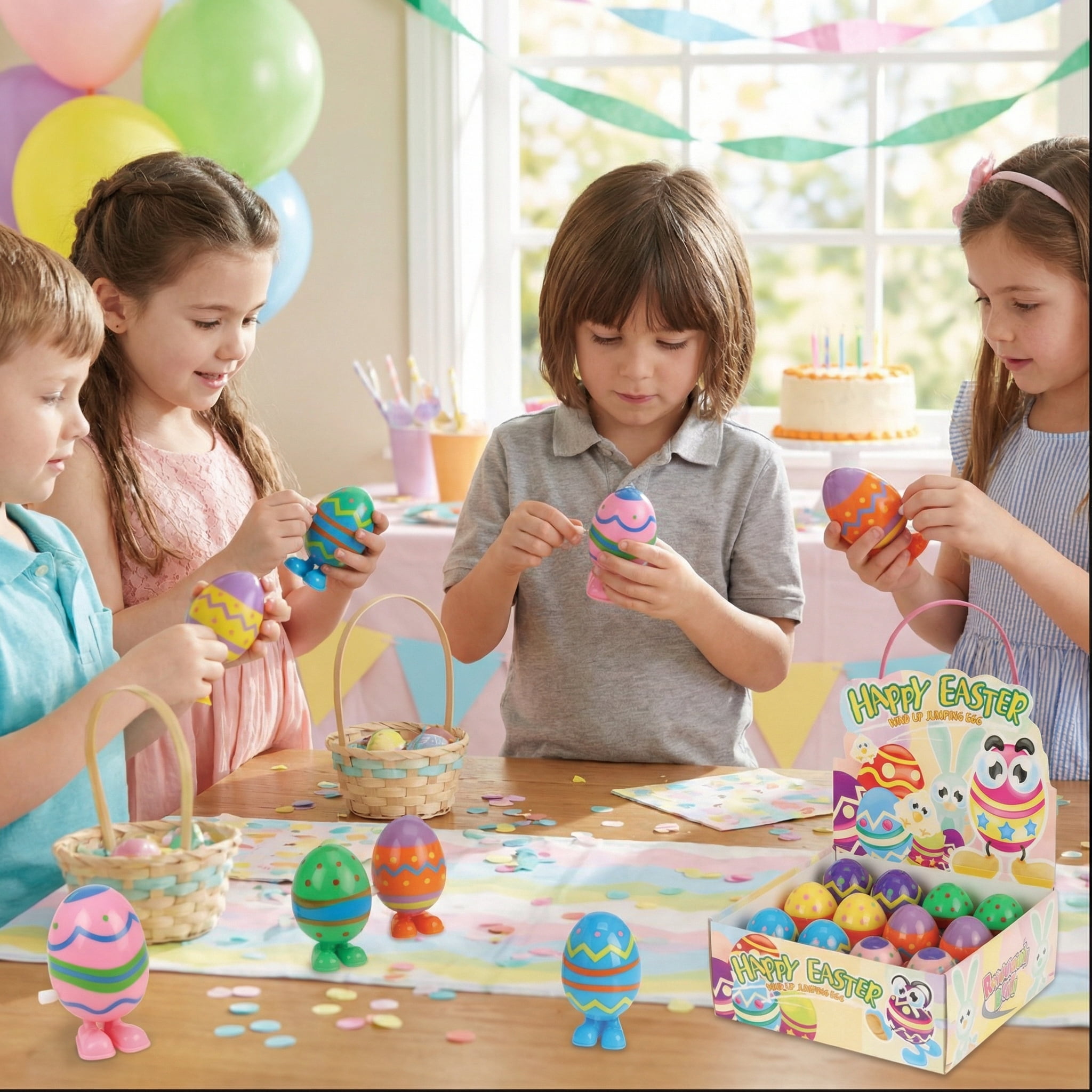 Wind Up Easter Eggs Colorful Decorated Hopping 12 Pack