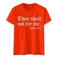 thumbnail image 4 of B91xZ T-Shirts pour Femmes Mode Automne Été Col Rond Uni Pull Manches Courtes, Orange TTG, 4 of 4