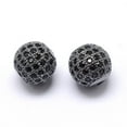 thumbnail image 2 of Rack Plating Brass Cubic Zirconia Beads Long-Lasting Plated Round Gunmetal 9.5~10x9~9.5mm Hole: 2mm, 2 of 2