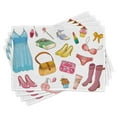 thumbnail image 1 of Ambesonne Heels and Dresses Place Mats Set of 4, Girlish Items, Standard Size, Multicolor, 1 of 6