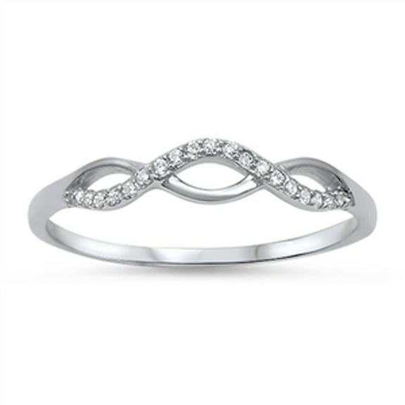 Infinity Love White Cubic Zirconia Promise Ring 925 Sterling Silver Band Jewelry Female Male Size 8