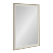 Kate and Laurel Kobert Transitional Rectangle Wall Mirror, 24 x 36, Tan, Framed Rectangular Statement Vanity Mirror with Fine Linen Texture and Beveled Edge