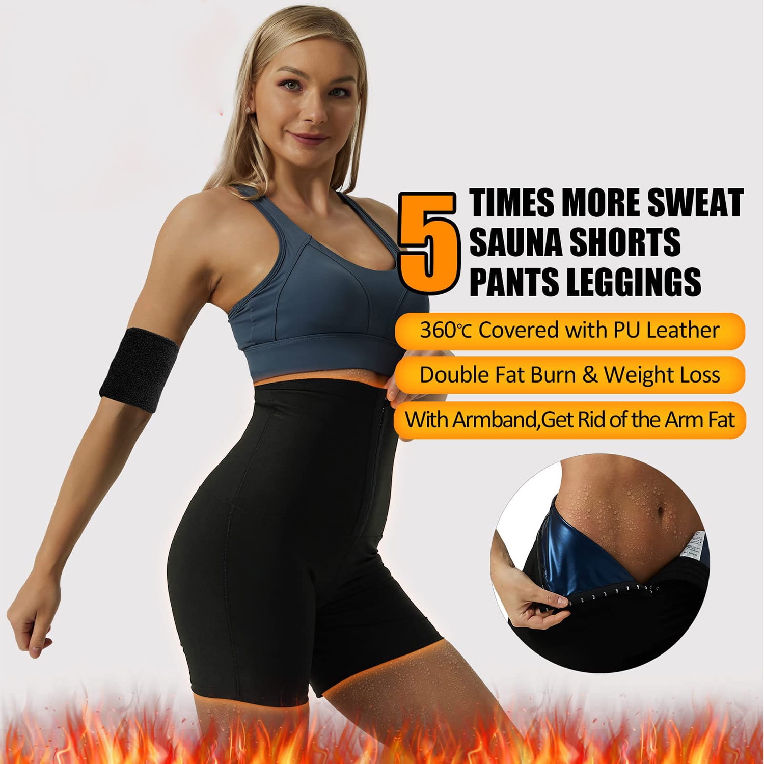 Lilvigor Sauna Sweat Shorts Pants for Women High Waist Thermo
