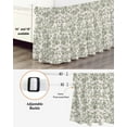 thumbnail image 3 of Pastoral Flowers Bed Skirt California King Size 18" Drop Green Flower Vintage Linen Texture Ruffled Wrap Around Bed Skirts Adjustable Elastic Bedskirt Dust Ruffle for California King Size Bed, 3 of 7