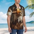 thumbnail image 3 of Pofeuu Funny Bald Eagle Print Hawaiian Shirt for Men Sleeves Casual Button Down Summer Beach Dress Shirts T-Shirts,Small, 3 of 7