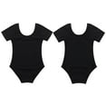 thumbnail image 4 of DPOIS Kids Girls Strechy Short Sleeve Ballet Dance Gymnastics Leotard Black 10, 4 of 7