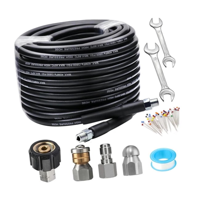 Kit Desatascador de Manguera de Drenaje con Accesorios Completos para Lavadora a Presión Manguera Flexible Y Resistente Diseño Impermeable Adecuado Pa Estilo J