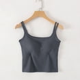 thumbnail image 2 of Lenpel Women's Tank Tops with Built in Bra Spaghetti Straps Square Neck Slim Crop Sleeveless Shirts Soft Casual Camisole Tops, 2 of 6