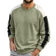 thumbnail image 2 of Zylanna Mens Color Block Sweatshirt, Relaxed Fit Crewneck Casual Long Sleeve Color Block Pullover Daily Street Tops for Men Green, 2 of 5