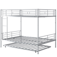 thumbnail image 4 of PAPROOS Metal Bunk Bed with Trundle, Heavy Duty Full Over Full Bunk Bed Frame with 2 Ladders and Full-Length Guardrails, Bunk Bed No Box Spring Needed (Silver), 4 of 8