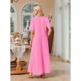 thumbnail image 6 of Summer Maxi Dresses for Women Beach Vacation Casual Short Sleeve Long T Shirt Dress with Pockets Pink XXL, 6 of 9