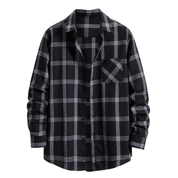 DDAPJ pyju Fashion Flannel Shirt for Men 2023 Clearance,Regular Fit Button Down Checked Shirts Long Sleeve Lapel Plaid Shirt Jackets Fall Winter Lightweight Outerwear