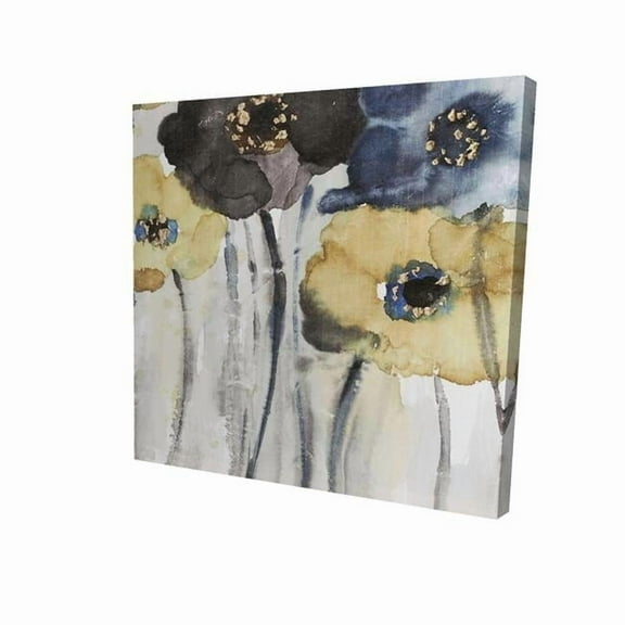 Begin Home Decor 36 x 36 in. Gray Blue & Yellow Flowers - Contemporary Bathroom Canvas Decor